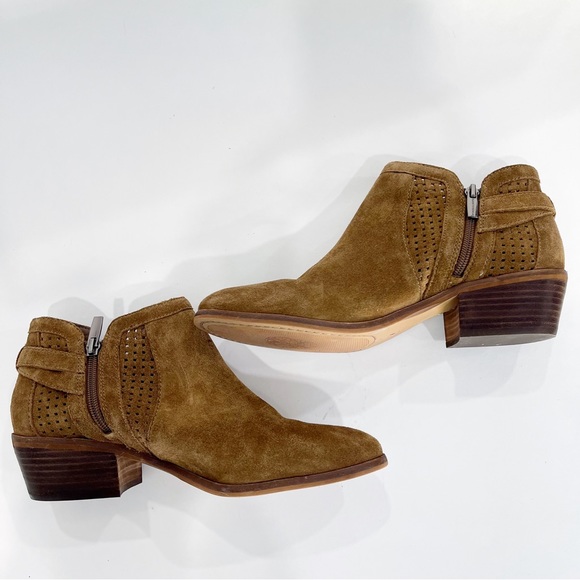Vince Camuto Pamma Womens Brown Suede Leather Buckle Block Heel Booties Sz 10 M - Picture 7 of 8